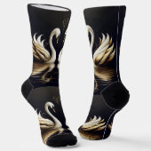 Schwäne mit goldenem Herzen Socken (Gewinkelt)