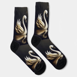 Schwäne mit goldenem Herzen Socken