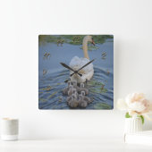 Schwäne Quadratische Wanduhr (Zuhause)