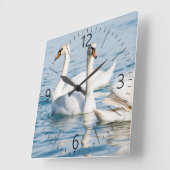 Schwäne Quadratische Wanduhr (Winkel)