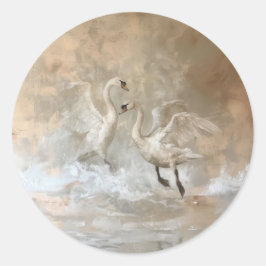 Schwäne - runde Sticker für Schreibwaren