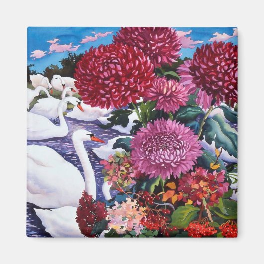 Schwäne und Chrysanthemen 2005 Magnet (Vorne)