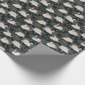 Schwäne und Chrysanthemen, natürliche Muster. Geschenkpapier (Ecke)