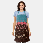 Schwäne und keksgefüllte Schokoladenwellen Blau Schürze (Getragen)