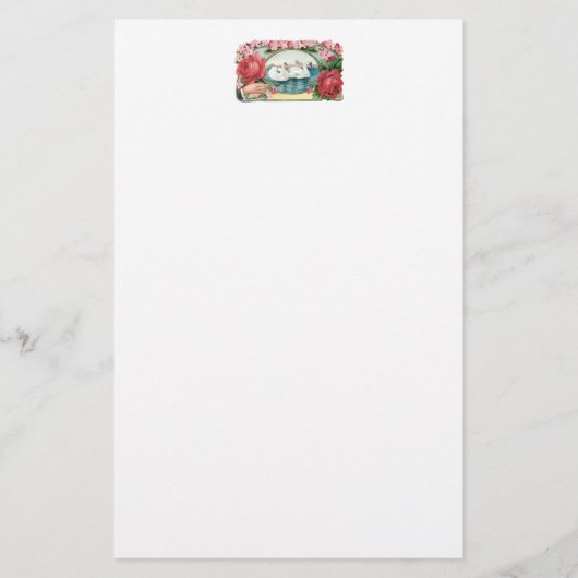 Schwäne und Rose Vintage Kunstgeschichte Briefpapier (Vorderseite)