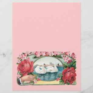 Schwäne und Rose Vintager Art Flyer