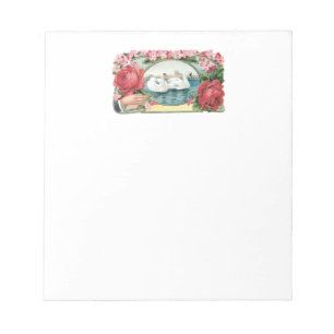 Schwäne und Rosen Vintage Viktorianisch Notizblock