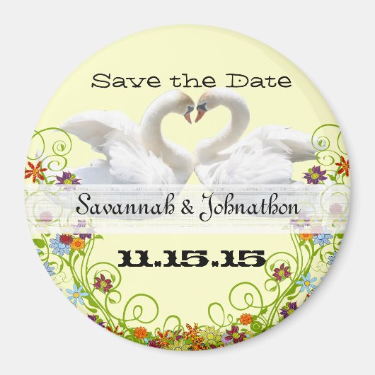 Schwäne und Wirbel Save the Date Hochzeitsmagazin Magnet (Vorne)