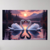 Schwäne unter dem Mond der Liebe Poster (Vorne)