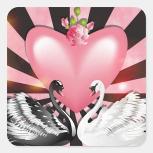 Schwäne von Liebe-Aufklebern Quadratischer Aufkleber