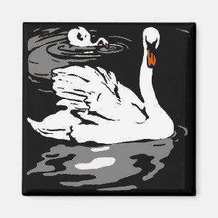 Schwäne von viktorianischen Holzfällermagneten Magnet