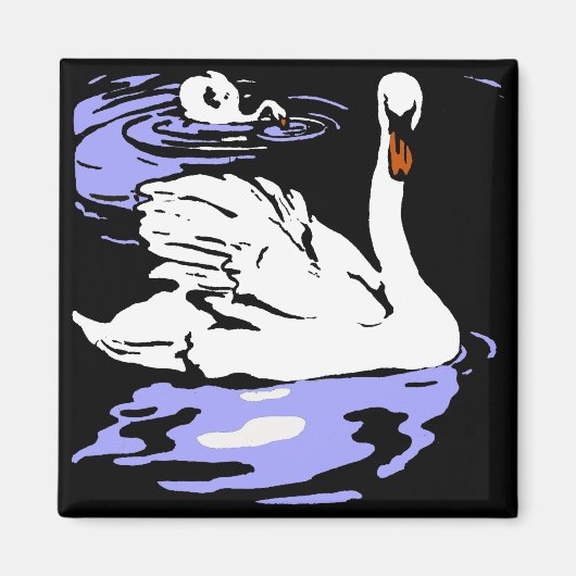 Schwäne von viktorianischen Holzschnitztieren Magnet (Vorne)