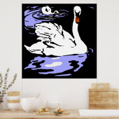 Schwäne von viktorianischen Holzschnitztieren Poster (Küche)