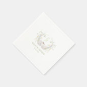 Schwanen-Blumen-Monogramm-Wappen-Hochzeit Serviette (Ecke)