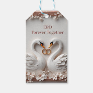 🕊️ Schwanen-Herz-Blumenrahmen-Hochzeitskollektion Geschenkanhänger