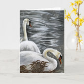 Schwanengesang-schöne weiße Schwan-Gruß-Karte Karte (Gelbe Blume)