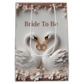 🕊️ Schwanenherz Blumenrahmen Hochzeitskollektion Mittlere Geschenktüte (Rückseite)