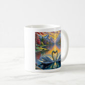 Schwanenherzen im Sonnenuntergangsglück Kaffeetasse (VorderseiteRechts)