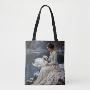 Schwanenjungfrau Winter Lake Romantik Fantasy Kuns Tasche