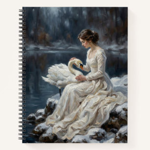 Schwanenjungfrau Winter See Romanze Fantasy Kunst Notizblock