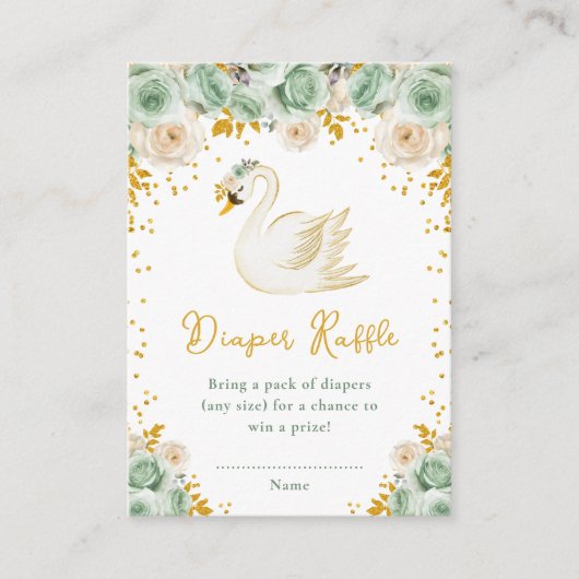 Schwanenklatsche Grün und Gold Rose Windelklatsche Begleitkarte (Vorderseite)