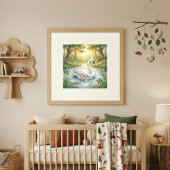 Schwanenmutter und Cygnets-Kinderstube Poster