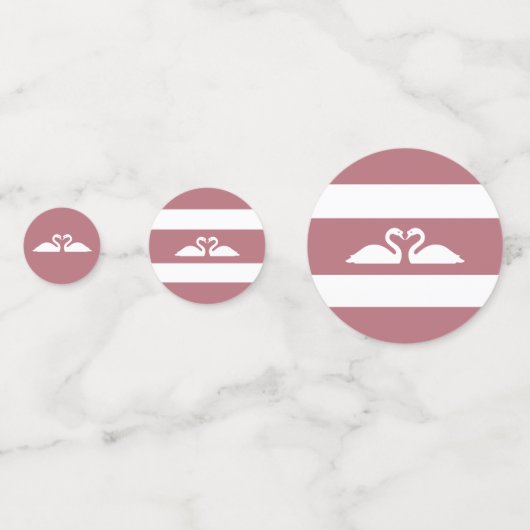 Schwanenpaar auf Rose Gold & Weiß Hochzeit Konfetti (Rückseiten)