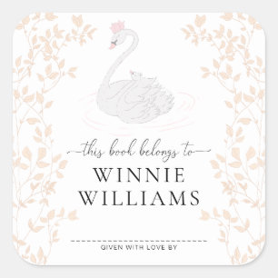 Schwanenprinzessin Dieses Buch gehört Buchplate-Au Quadratischer Aufkleber