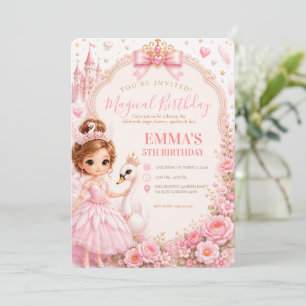 Schwanenprinzessin Pinke Märchen Geburtstagsfeier Einladung