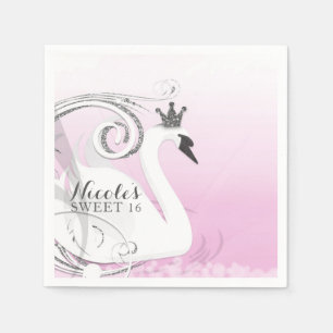 Schwanenprinzessin Silber Weiß Rosa Baby Shower Ge Serviette