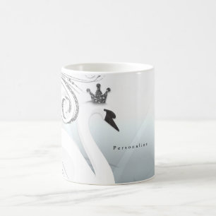 Schwanenprinzessin Silber & Weiß Swirl Chic Märche Kaffeetasse