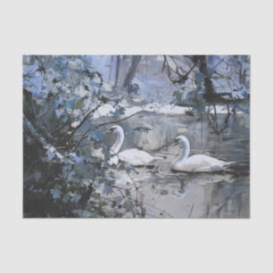 Schwanenschnee, Winter auf dem Teich Seidenpapier