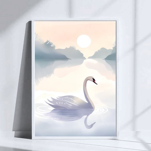 Schwanensee | Aquarell luftige Leichtmalerei Poster