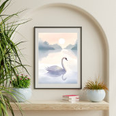 Schwanensee | Aquarell luftige Leichtmalerei Poster