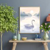 Schwanensee | Aquarell luftige Leichtmalerei Poster
