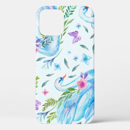 Schwanensee, Wasserfarbe niedlich nahtlos Muster. Case-Mate iPhone Hülle (Rückseite)