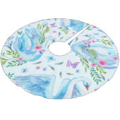 Schwanensee, Wasserfarbe niedlich nahtlos Muster. Polyester Weihnachtsbaumdecke (Schrägansicht)