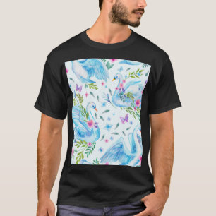 Schwanensee, Wasserfarbe niedlich nahtlos Muster. T-Shirt