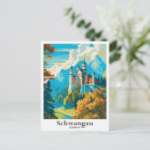 Schwangau Deutschland Vintage Travel Illustration Postkarte (Stehend Vorderseite)