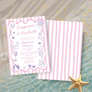 Schwanger & Poolside Rosa Poolparty-Baby-Einweihun Einladung