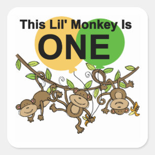 Schwangere Affen 1. Geburtstag t Shirts und Gesche Quadratischer Aufkleber
