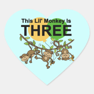 Schwangere Affen 3. Geburtstagshirts und Geschenke Herz-Aufkleber