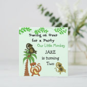 Schwangere Affen Einladung zum Geburtstag (Stehend Vorderseite)