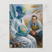 Schwangere Alien mit Flügeln in der WildField Surr Postkarte (Vorderseite)