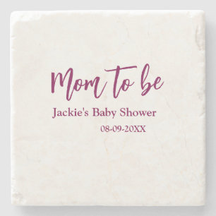 Schwangere Babyparty Name Datum rosa einfach minim Steinuntersetzer