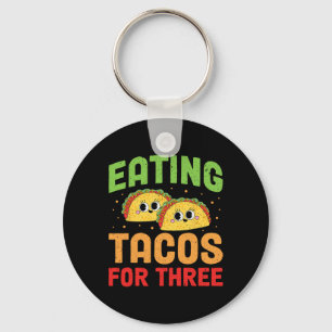 Schwangere essen Tacos für drei Zwillingsschwanger Schlüsselanhänger