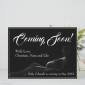 Schwangere Frau - Bald kommen, Baby Ankündigung (Stehend Vorderseite)