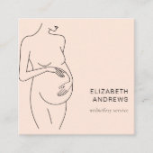 Schwangere Frau Simpel Modern Peach Quadratische Visitenkarte (Vorderseite)