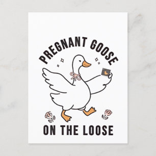 Schwangere Gans auf dem Lose Pregnancy Goose Bird Ankündigungspostkarte