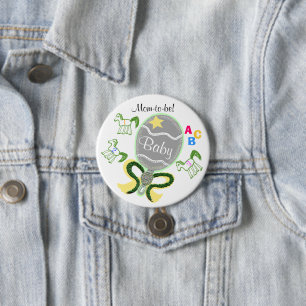 Schwangere Gelber Stern Pferde Rassel Baby-Party Button